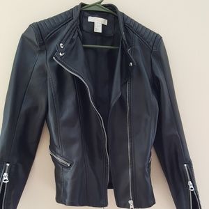 H&M Faux Black Leather Moto Jacket